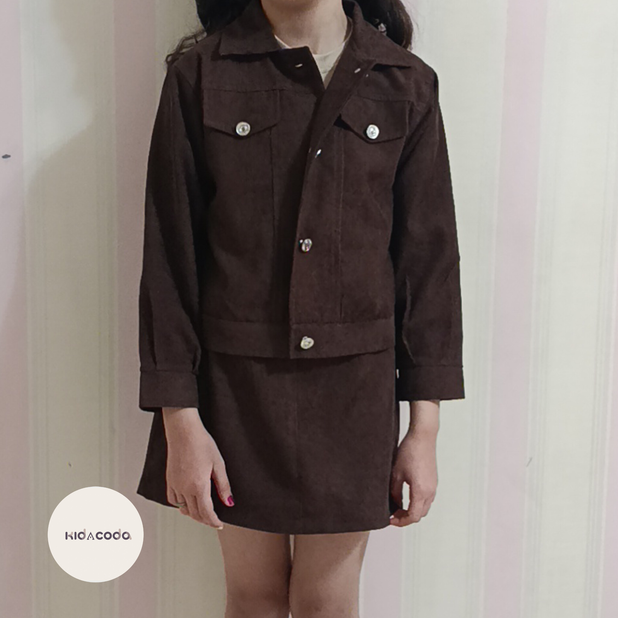 کت دامن مخمل کبریتی دخترانه آستردار kidacoda